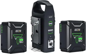 Anton Bauer 2X Titon Micro 90 14.4V 98Wh V-Mount Batteries, Bundle VM2 Dual Charger