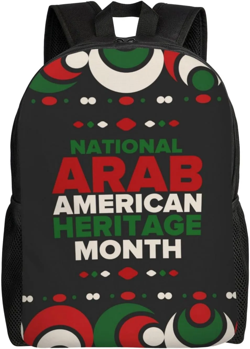 Arab American Heritage Month Backpack for Women Men Worker Teacher Business Travel Backpacks Shoulders Bag Daypack Bookbag with Mesh Pockets