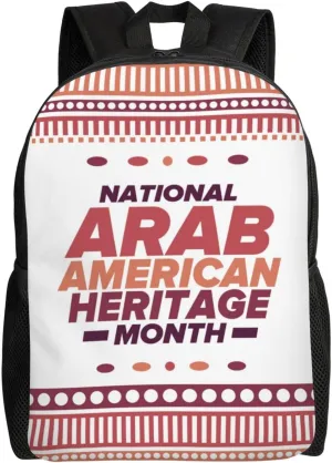 Arab American Heritage Month Backpack for Women Men Worker Teacher Business Travel Backpacks Shoulders Bag Daypack Bookbag with Mesh Pockets