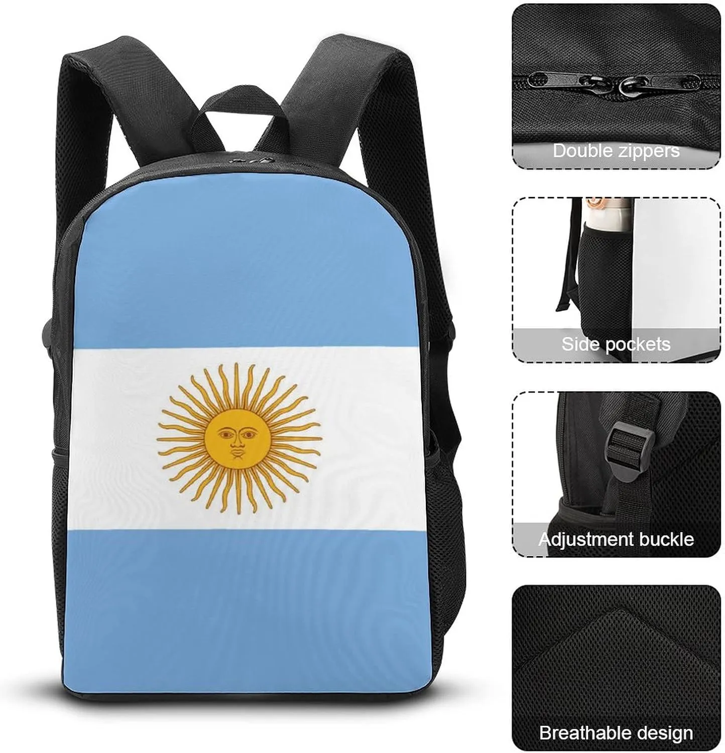 Argentina Flag Backpack with Adjustable Straps, Suitable for Travel Picnics Activities