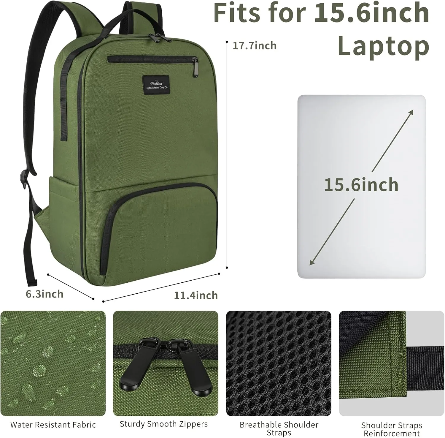 Army Green Backpack for Men, School Backpack for Men Boys, Water Resistant Backpacks with Anti Theft Back Hidden Pockets, College, Work, Business, Laptop Backpack for Teens