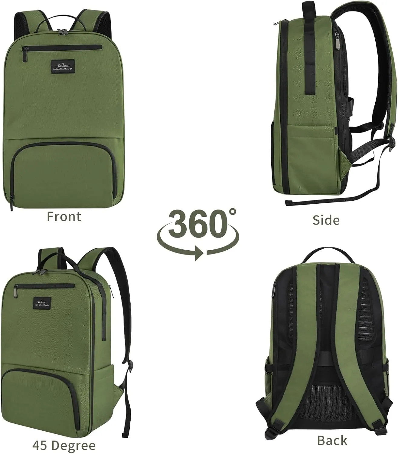 Army Green Backpack for Men, School Backpack for Men Boys, Water Resistant Backpacks with Anti Theft Back Hidden Pockets, College, Work, Business, Laptop Backpack for Teens