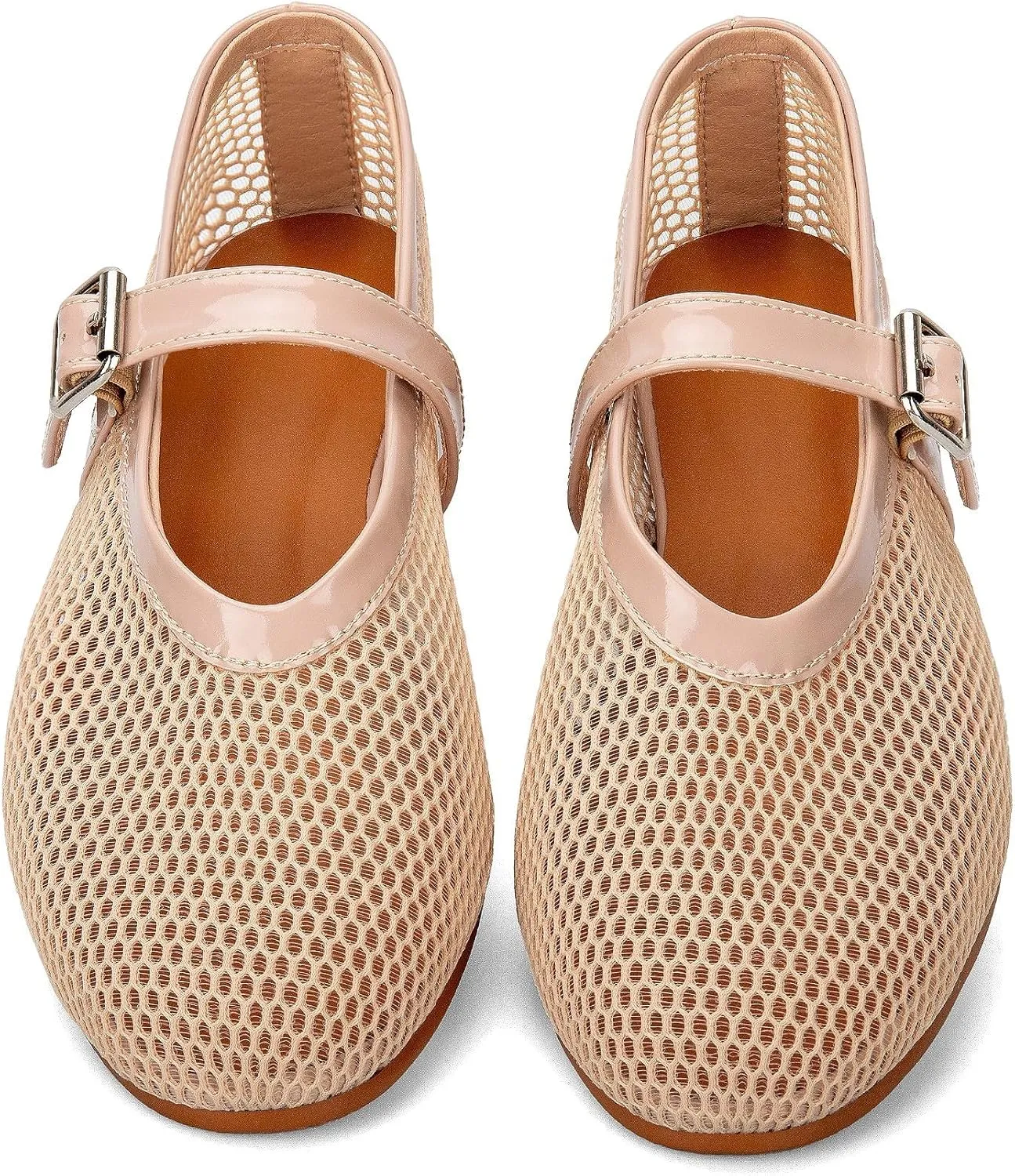 Arqa Women's Rhinestone Ballet Flats Sparkly Crystals Ballerina Shoes Buckled Straps Mesh Mary Jane Flat Casual Low Heels