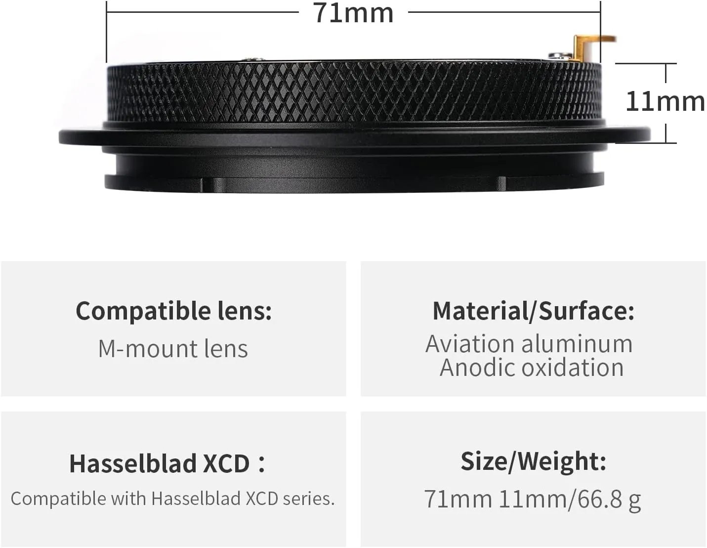 AstrHori M Mount Lens Adapter Ring,for Leica M Lens to Hasselblad XCD Mount Series Mirrorless Camera Body(M-XCD Adapter Ring)