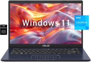 ASUS 14" FHD Ultral Light Laptop for Business. Intel Quad-Core N4500, 4GB RAM, 128GB Storage, (64GB eMMC 64GB SD Card) Webcam, HDMI, Win 11 S, Quiet Blue
