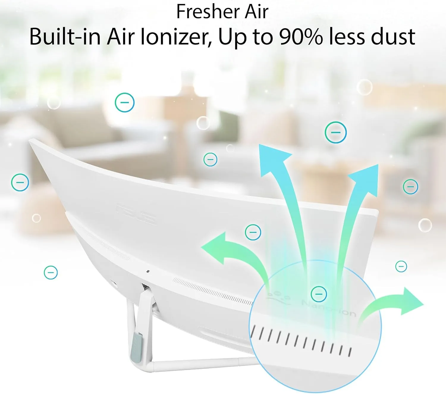 ASUS 34” Ultra-Wide Curved Eye Care Monitor (VU34WCIP-W) – WQHD (3440x1440), 1500R Curvature, Frameless, 100Hz, Nano-ion, SmoothMotion, Eye Care Plus, USB-C PD 65W, Speakers, 3 yr Warranty
