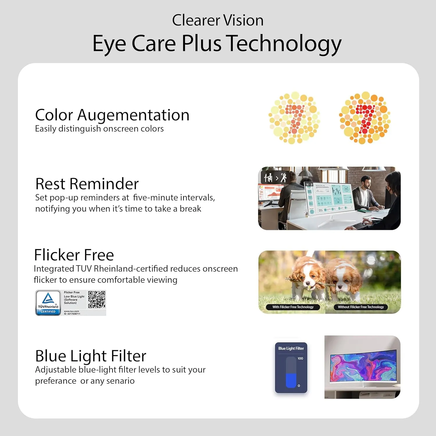 ASUS 34” Ultra-Wide Curved Eye Care Monitor (VU34WCIP-W) – WQHD (3440x1440), 1500R Curvature, Frameless, 100Hz, Nano-ion, SmoothMotion, Eye Care Plus, USB-C PD 65W, Speakers, 3 yr Warranty