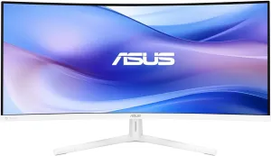 ASUS 34” Ultra-Wide Curved Eye Care Monitor (VU34WCIP-W) – WQHD (3440x1440), 1500R Curvature, Frameless, 100Hz, Nano-ion, SmoothMotion, Eye Care Plus, USB-C PD 65W, Speakers, 3 yr Warranty