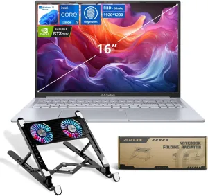 ASUS Vivobook Pro AI Copilot Business Laptop, 16" FHD , Intel Core i9-13900H, GeForce RTX 4050, 32GB RAM, 2TB SSD, Wi-Fi 6, Win 11 H, Silver, Bundle with PCO Notebook Folding Radiator, Laptop Cooler