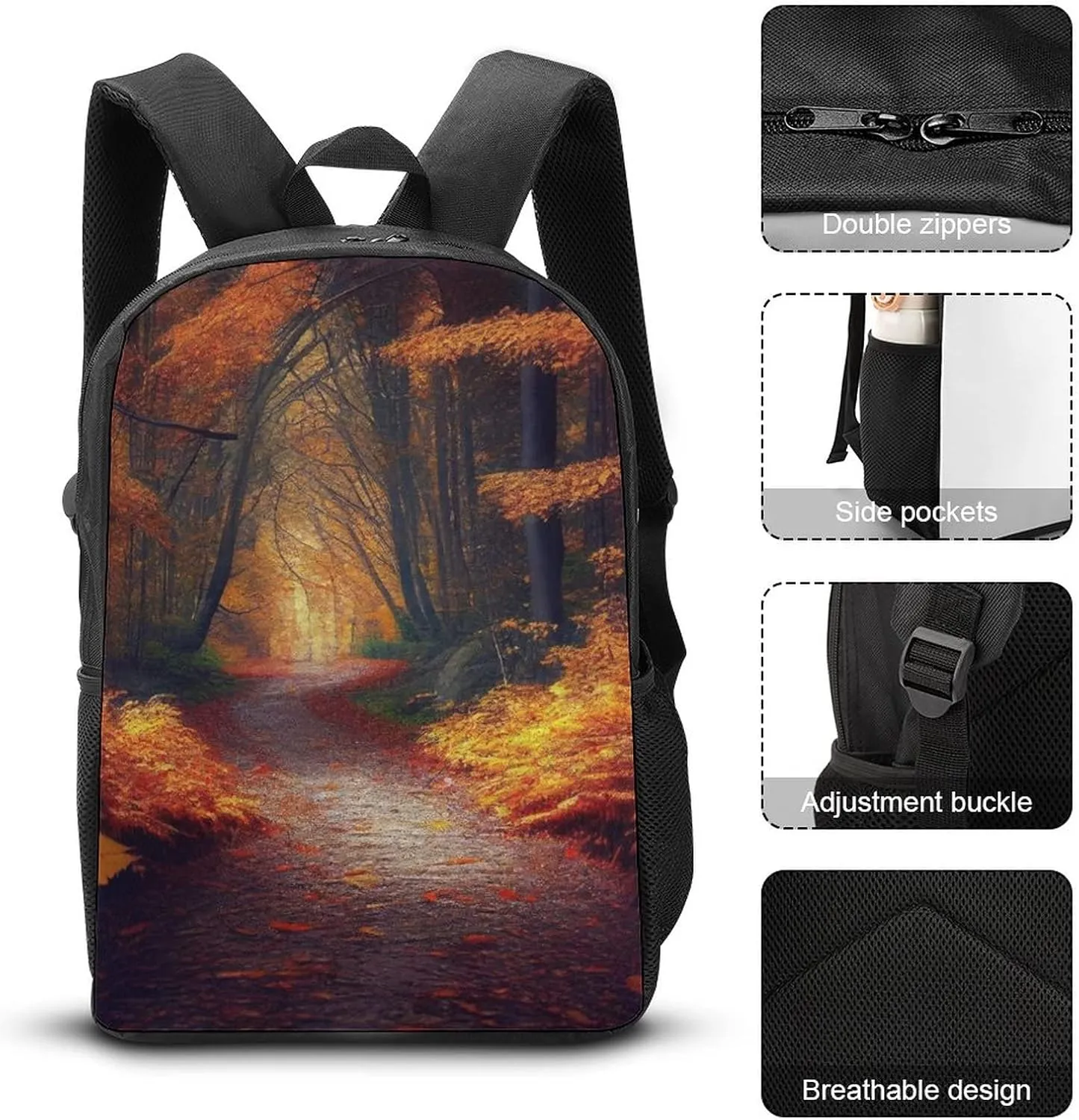 Autumn Forest Trees Backpack with Adjustable Straps, Suitable for Travel Picnics Activities
