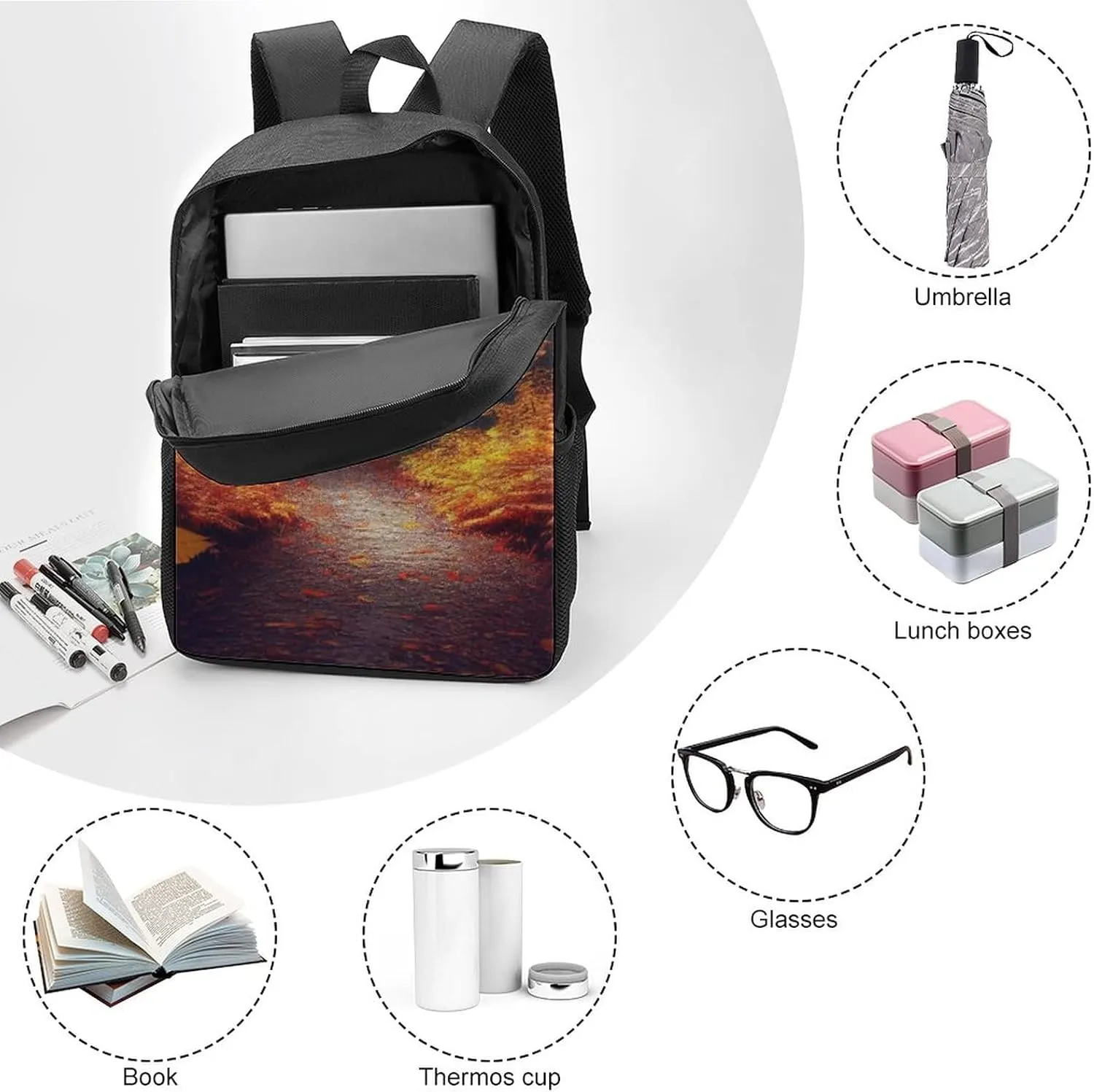 Autumn Forest Trees Backpack with Adjustable Straps, Suitable for Travel Picnics Activities