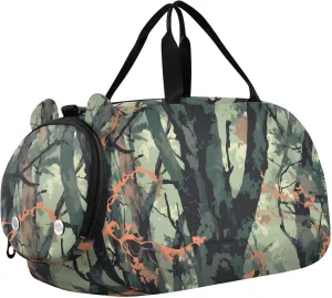 Autumn Old Trees Illustration Youth Sports Duffel Bag with Ventilated Shoe Compartment|All-Season Lightweight Travel Gym Bag for Girls & Boys|Water-Resistant Gear Bag