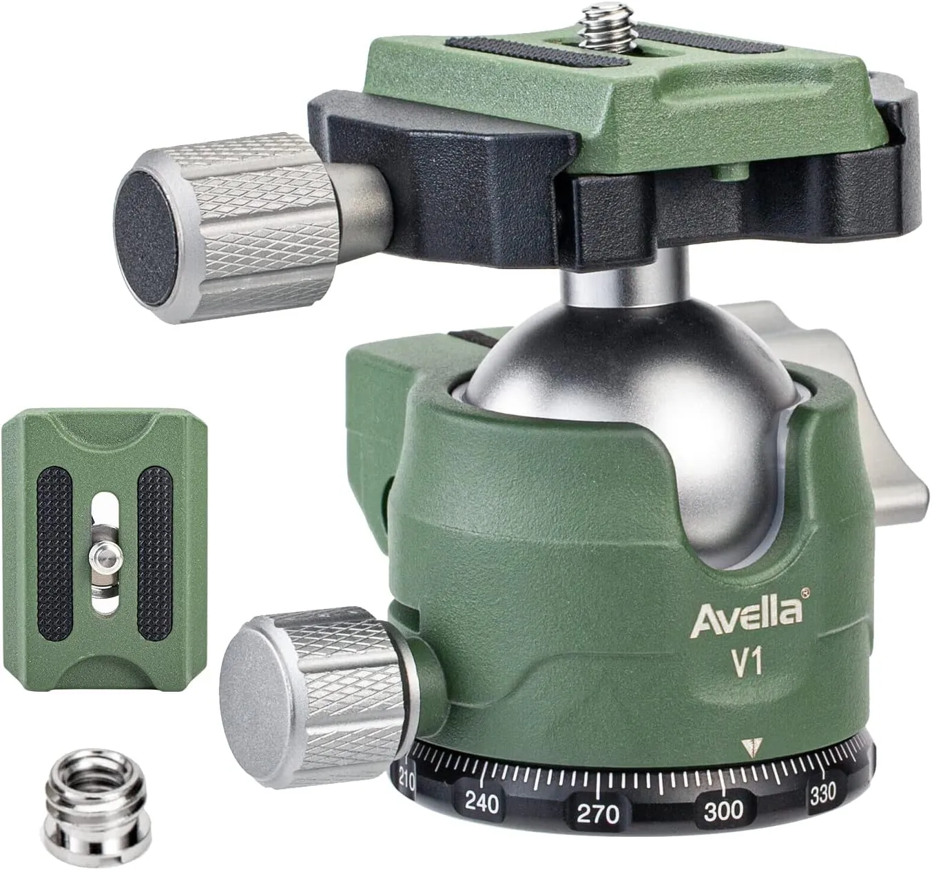 Avella V1 DSLR Camera Tripod Ball Head 38MM, 360 Degree Swivel,U-Shaped Groove Design, for Canon Nikon Sony Olympus Panasonic DSLR Camera-Green
