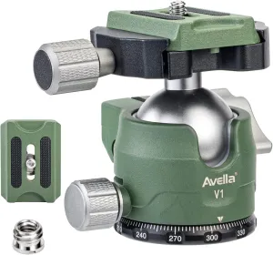 Avella V1 DSLR Camera Tripod Ball Head 38MM, 360 Degree Swivel,U-Shaped Groove Design, for Canon Nikon Sony Olympus Panasonic DSLR Camera-Green