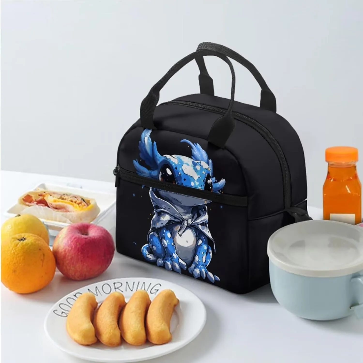Axolotl Print Backpack Set for Boys 3pcs Schoolbag with Insulated Lunch Box Kids Laptop Bookbag with Adjustable Padded Shoulder Straps for Teens & Primary