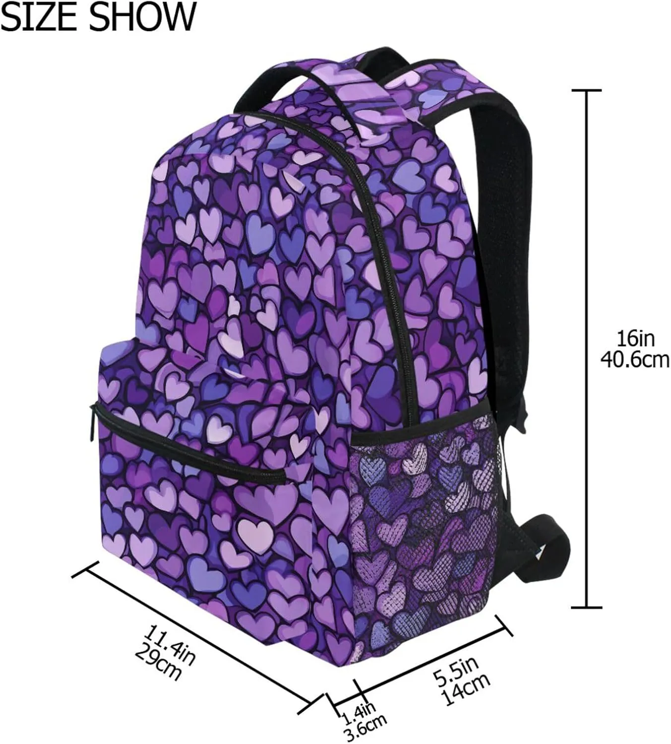 Backpack for Men and Women Waterproof Laptop Bookbag with Chest Strap for Business Work College Travel Trip Purple Heart Day National Flag