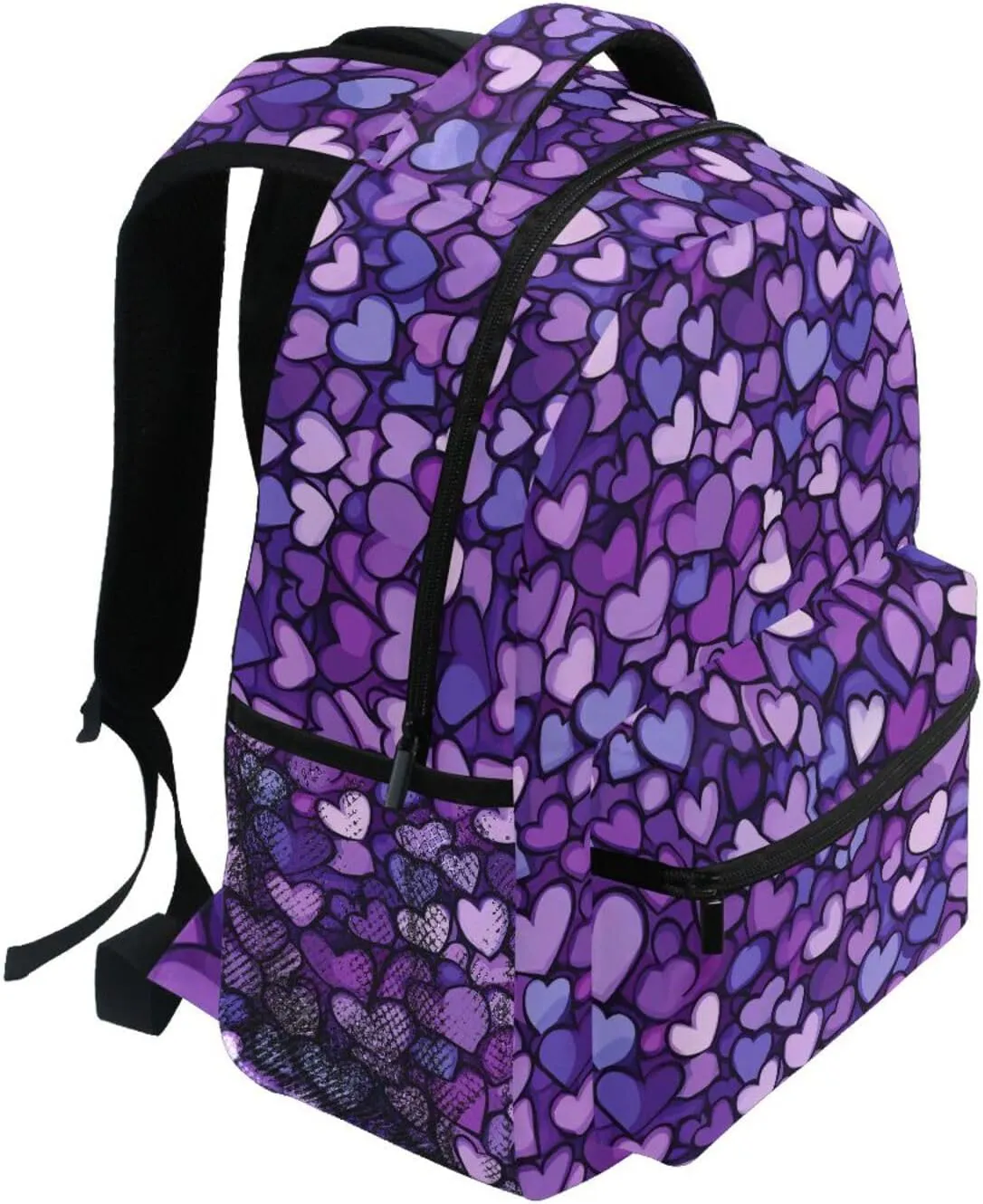 Backpack for Men and Women Waterproof Laptop Bookbag with Chest Strap for Business Work College Travel Trip Purple Heart Day National Flag