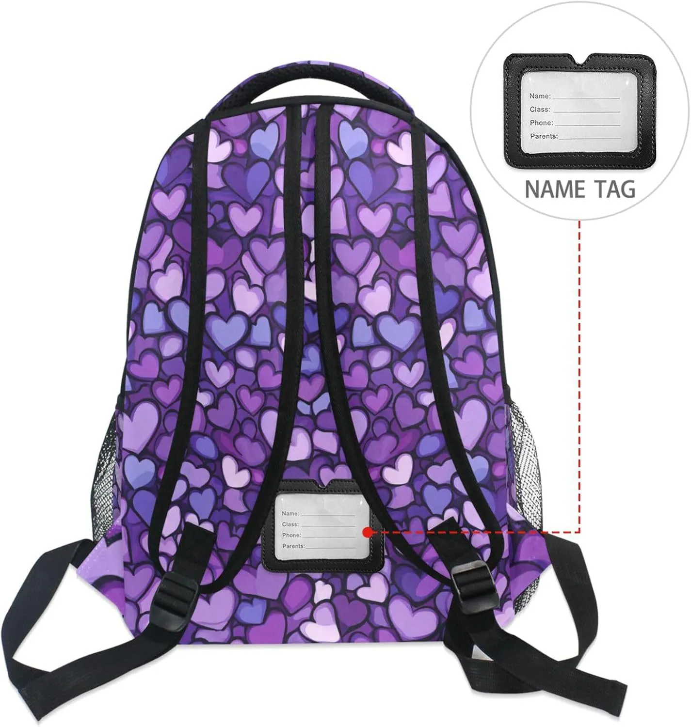 Backpack for Men and Women Waterproof Laptop Bookbag with Chest Strap for Business Work College Travel Trip Purple Heart Day National Flag