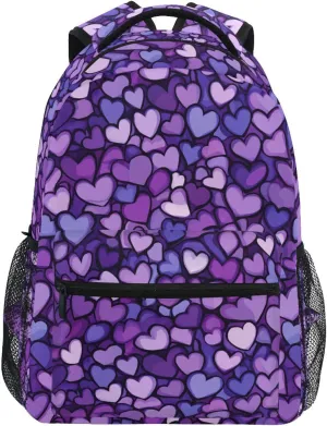 Backpack for Men and Women Waterproof Laptop Bookbag with Chest Strap for Business Work College Travel Trip Purple Heart Day National Flag