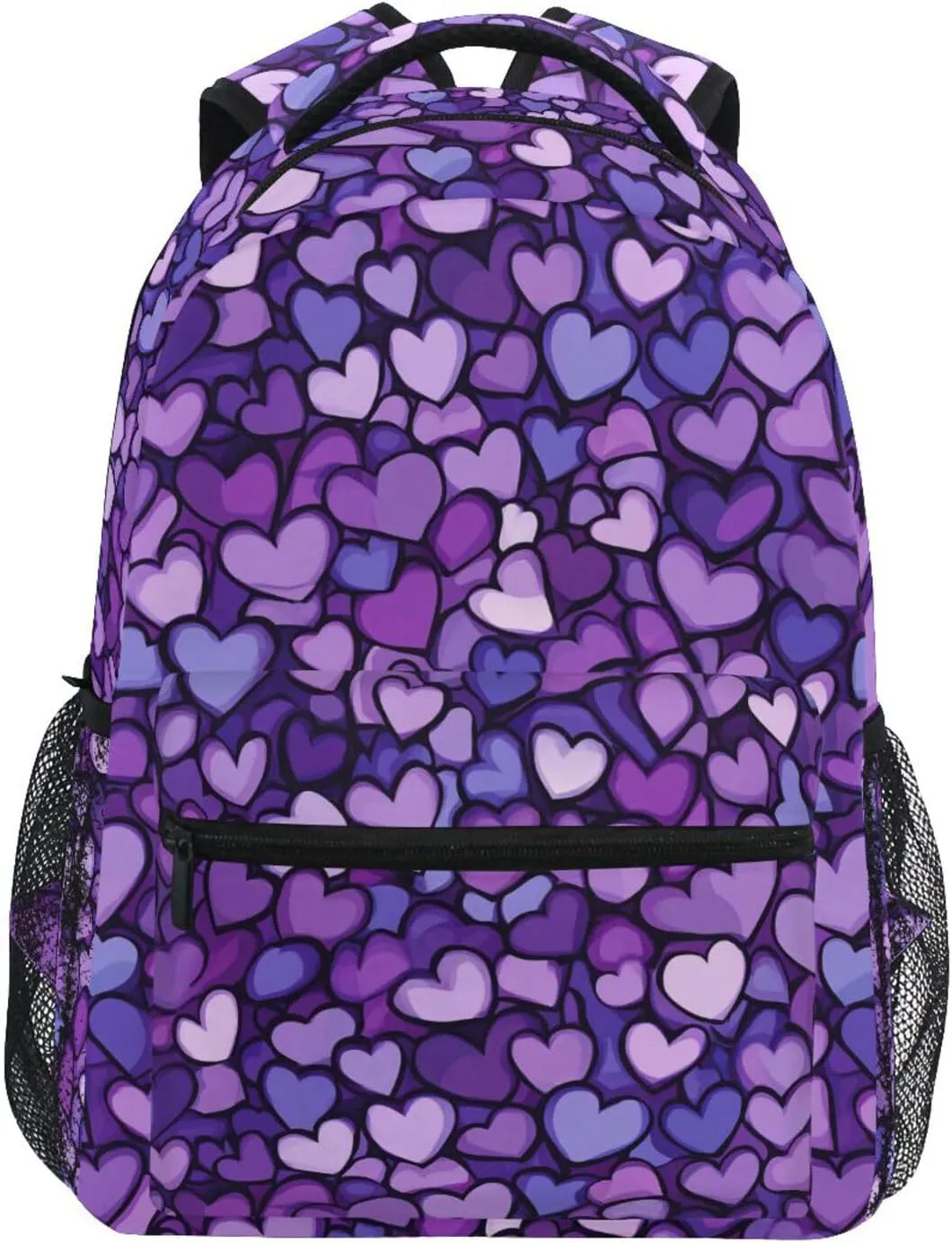 Backpack for Men and Women Waterproof Laptop Bookbag with Chest Strap for Business Work College Travel Trip Purple Heart Day National Flag