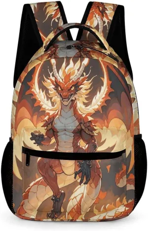 Backpack for Women Casual Laptop Bag Flaming Dragon Computer Backpack Travel Daypack Carry on Backpack