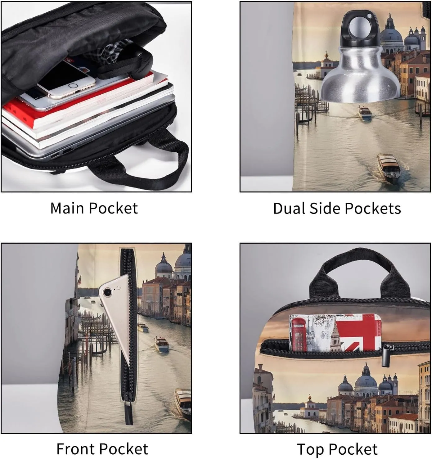 Backpack Grand Canal Travel Casual Laptop Backpack Adjustable Hiking Daypack for Men Women