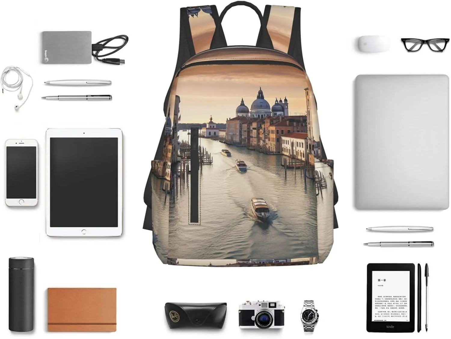 Backpack Grand Canal Travel Casual Laptop Backpack Adjustable Hiking Daypack for Men Women