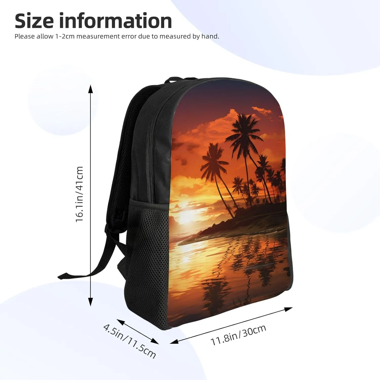 Backpack Palm Tree Sunset Travel Casual Laptop Backpack Waterproof Hiking Daypack For Men Women