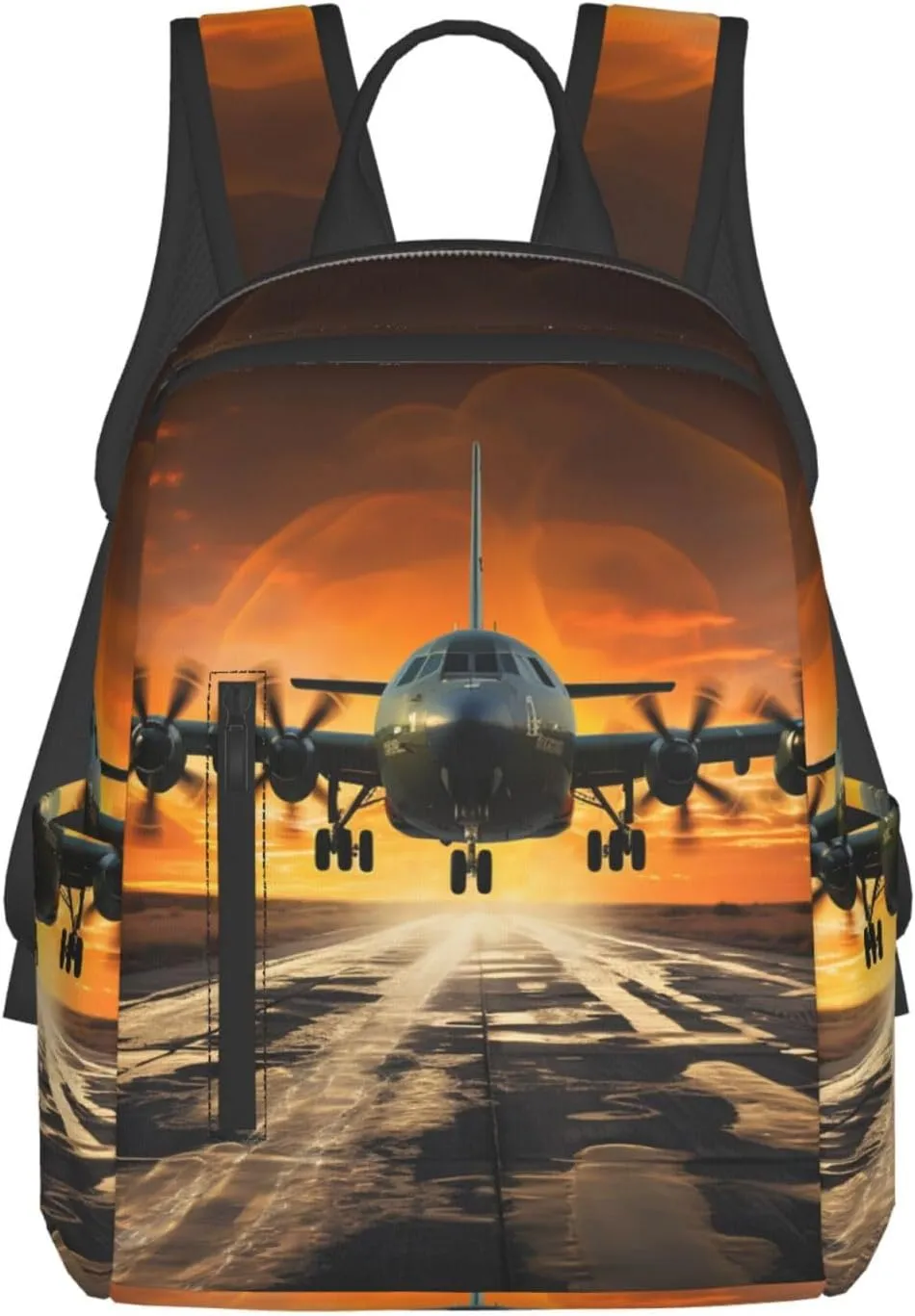 Backpack Plane Landing on Runways Travel Casual Laptop Backpack Adjustable Hiking Daypack for Men Women