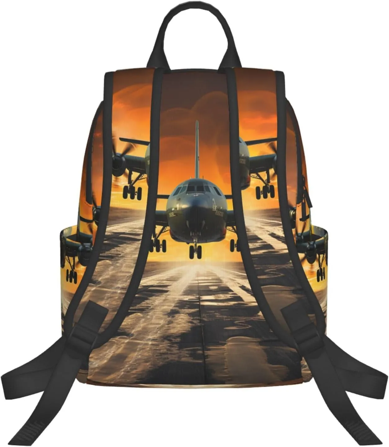 Backpack Plane Landing on Runways Travel Casual Laptop Backpack Adjustable Hiking Daypack for Men Women