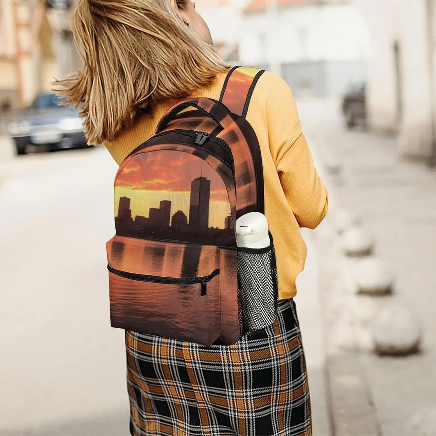 Backpacks Boston Charles River City Skyline Sunset Travel Bag Laptop Backpack Casual Daypack for Weekender Business Hiking
