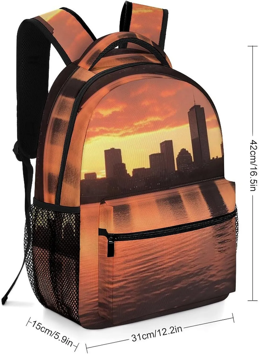 Backpacks Boston Charles River City Skyline Sunset Travel Bag Laptop Backpack Casual Daypack for Weekender Business Hiking