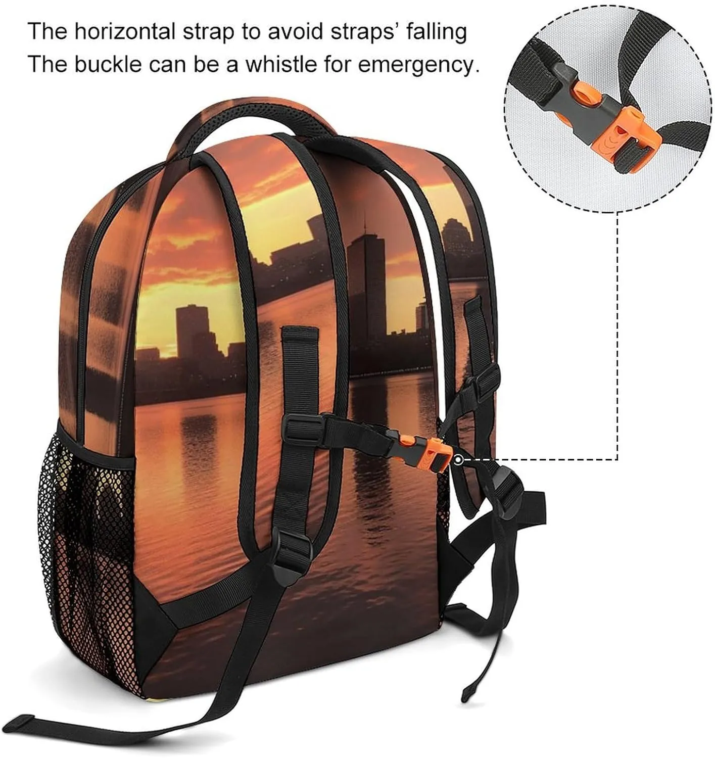 Backpacks Boston Charles River City Skyline Sunset Travel Bag Laptop Backpack Casual Daypack for Weekender Business Hiking