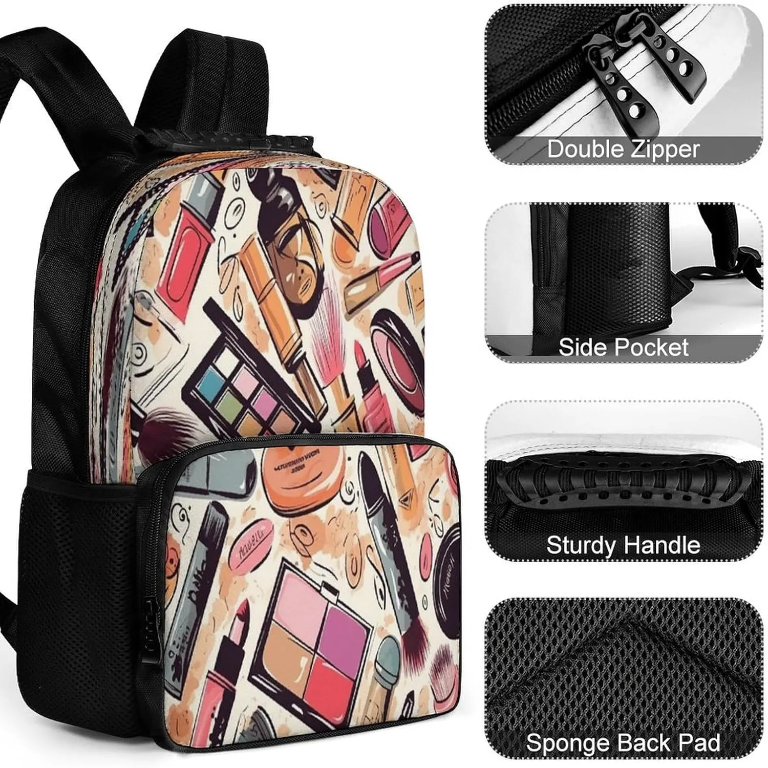 Backpacks Cosmetic And Makeup Theme Pattern Travel Bag Business Work Laptop Backpack