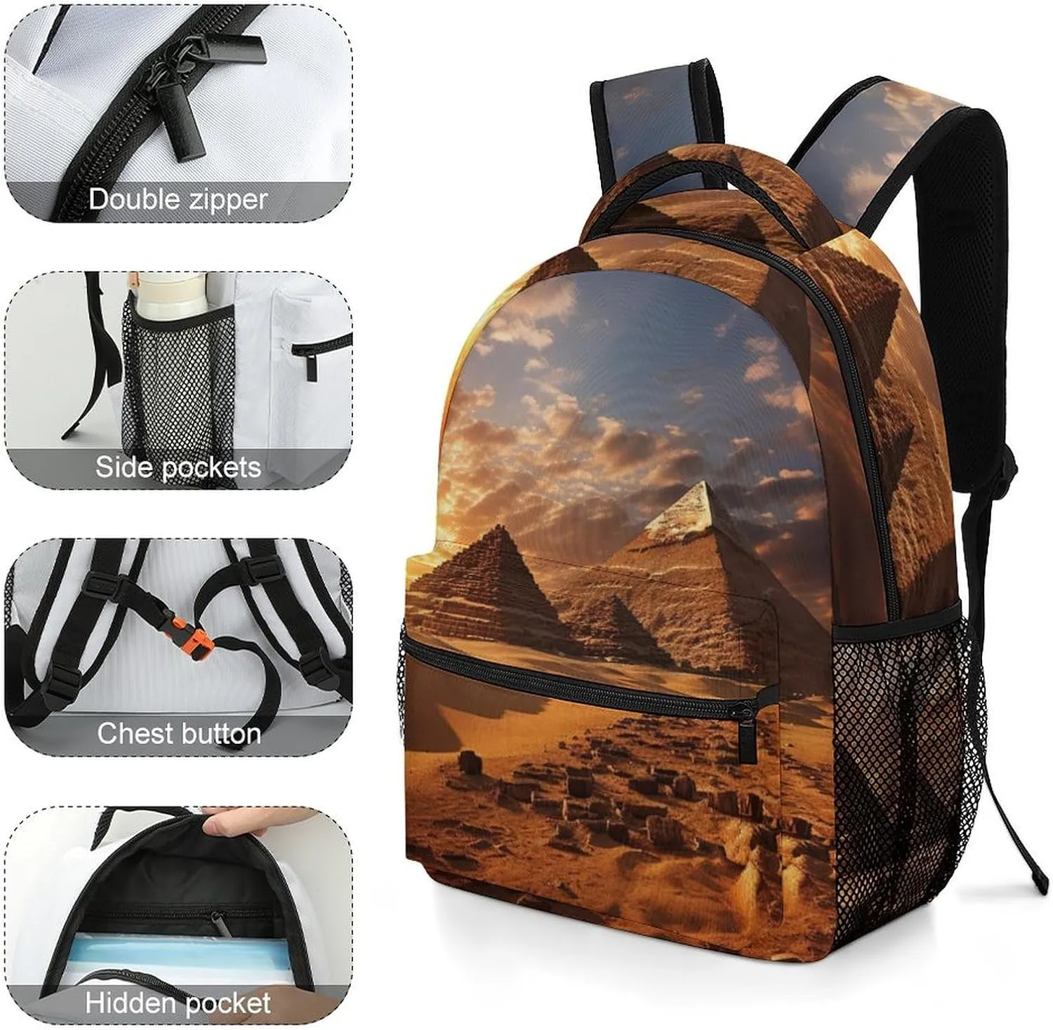 Backpacks Egyptian Pyramids Travel Bag Laptop Backpack Casual Daypack for Weekender Business Hiking