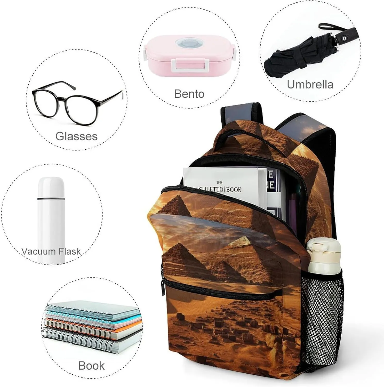 Backpacks Egyptian Pyramids Travel Bag Laptop Backpack Casual Daypack for Weekender Business Hiking
