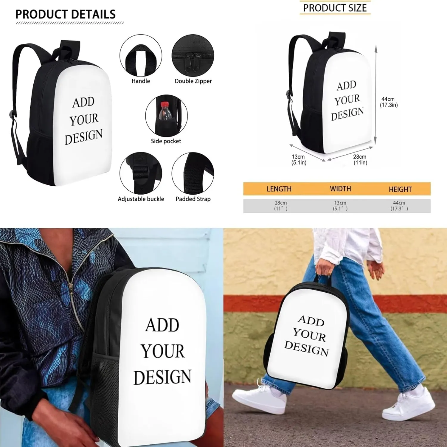 Backpacks for Girls Grade 5 Personalised Prints Kids Backpack with Lunch Case Pencil Box You Can Add Your Name and Photo 3pcs Cute Backpack for Elementary Students