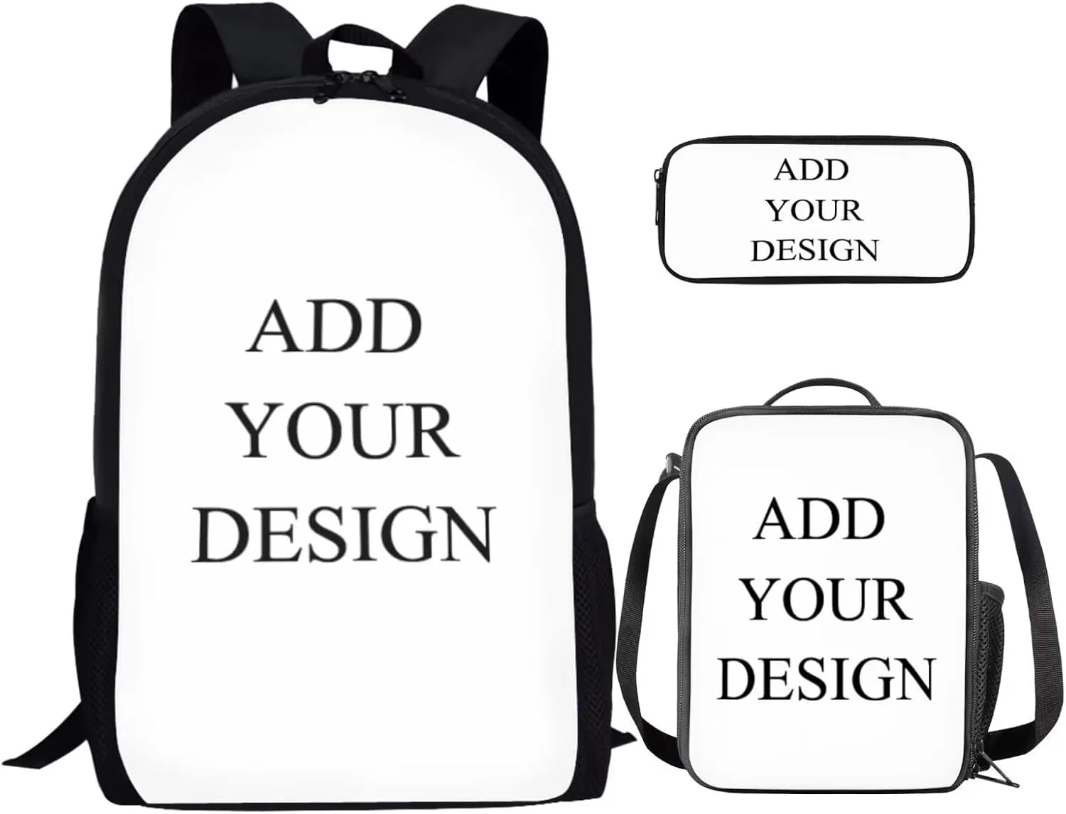 Backpacks for Girls Grade 5 Personalised Prints Kids Backpack with Lunch Case Pencil Box You Can Add Your Name and Photo 3pcs Cute Backpack for Elementary Students