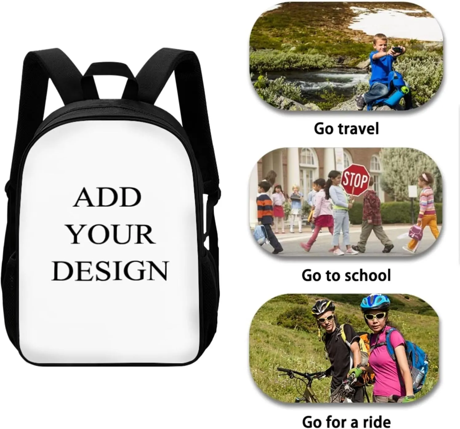Backpacks for Girls Grade 5 Personalised Prints Kids Backpack with Lunch Case Pencil Box You Can Add Your Name and Photo 3pcs Cute Backpack for Elementary Students