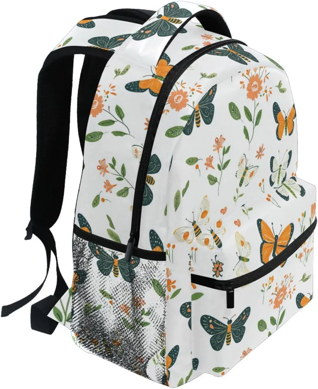 Backpacks for Men and Women Waterproof Laptop Bookbag with Chest Strap for Travel Trip Cartoon Cute Butterfly White