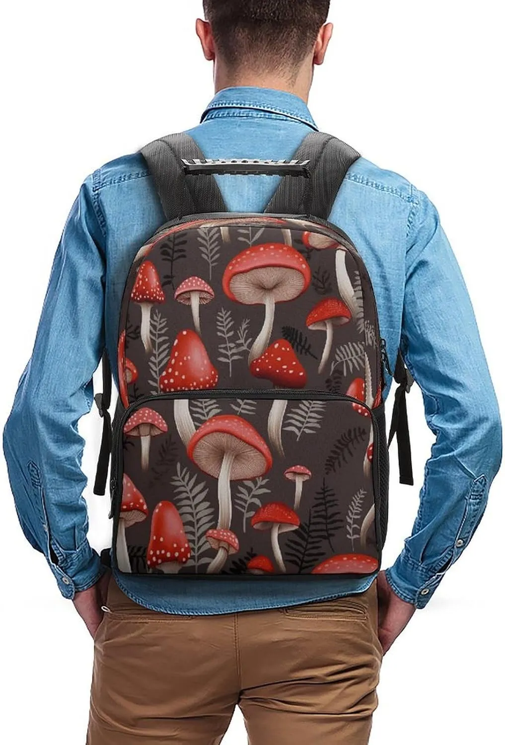 Backpacks Red Mushrooms Travel Bag Business Work Laptop Backpack