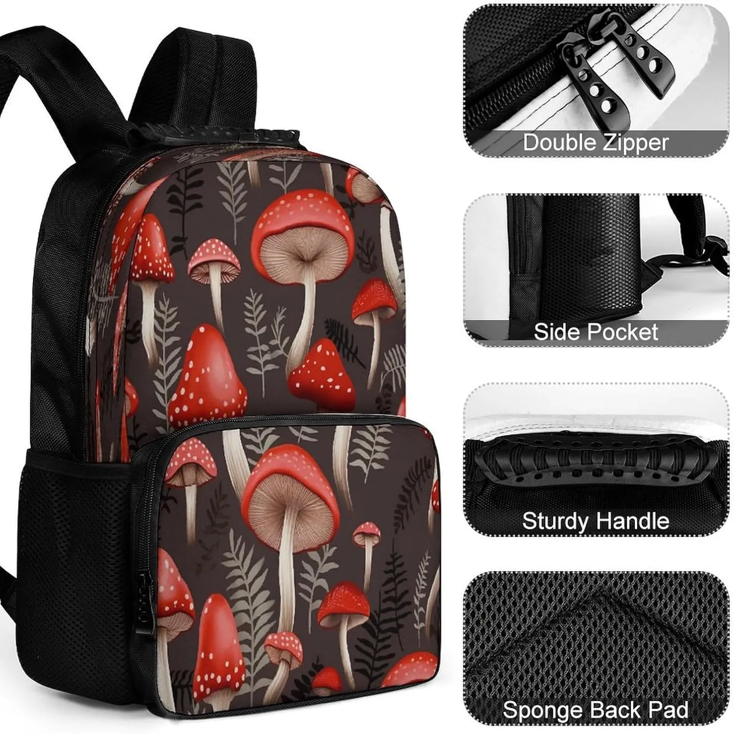 Backpacks Red Mushrooms Travel Bag Business Work Laptop Backpack