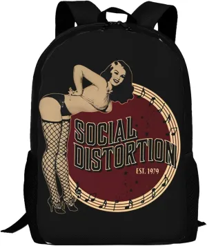Backpacks Social Rock Distortion Band Double Shoulder Bag 15 Inchs Laptop Backpack for Camping Travle Work Hiking Women Men Gifts
