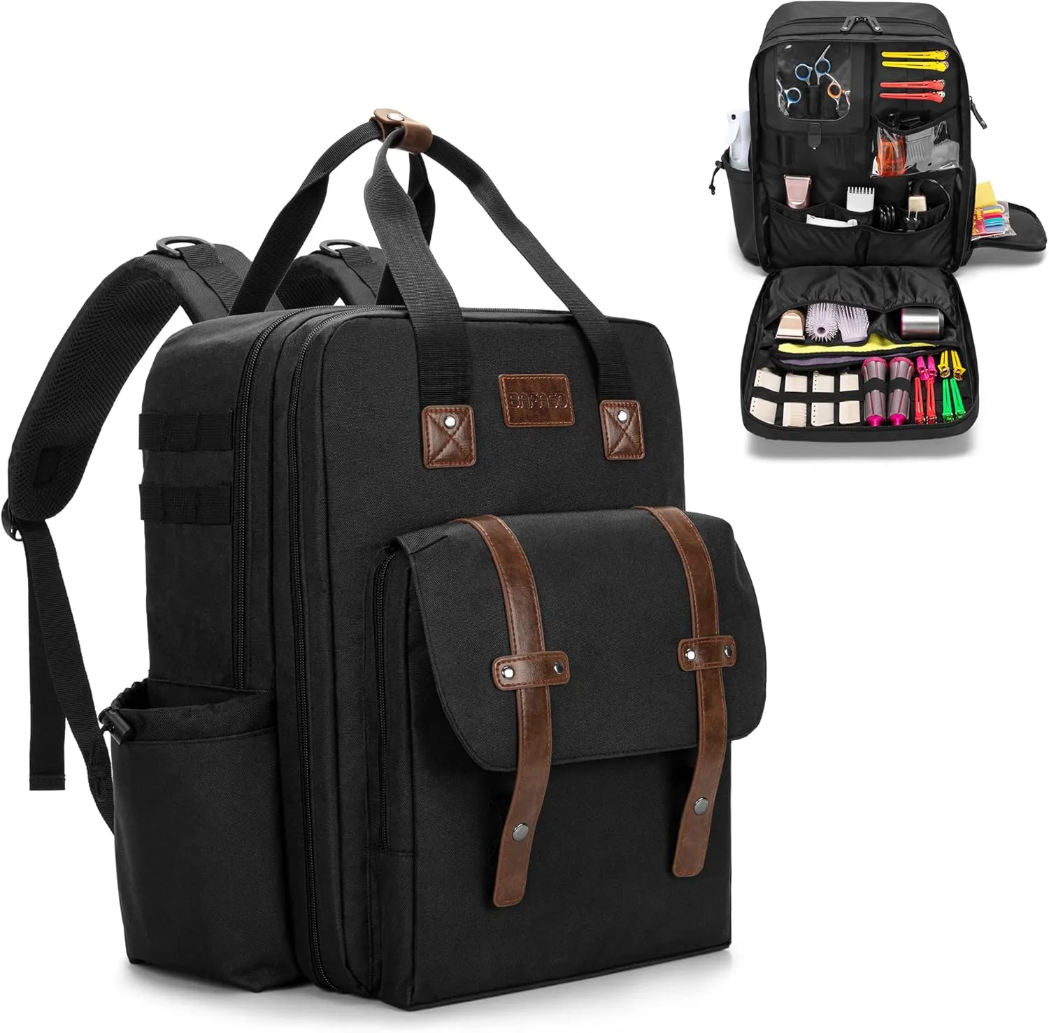 BAFASO Large Capacity Barber Case, Travel Hairdresser Bag Holds Various Hair Cutting Tools (Bag Only), Black