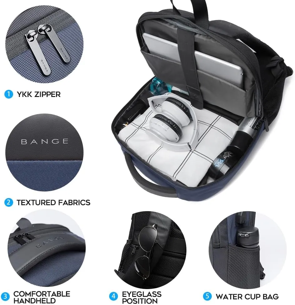 BANGE Travel Laptop Backpack with USB charge port can fit 15.6 Inch laptop for Men and Women