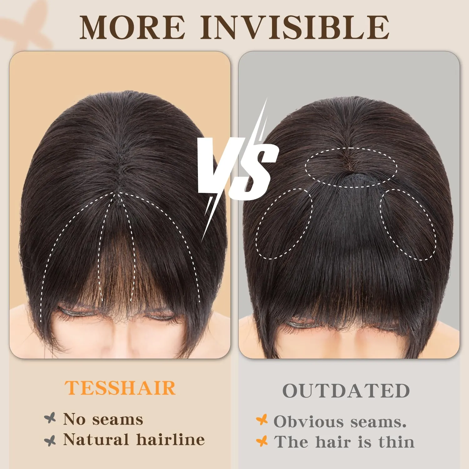 Bangs Hair Clip Human Hair, 100% Remy Human Hair, No Tangle & Smooth, 4x6 3D Wispy Bangs, 10g #02 Dark Brown