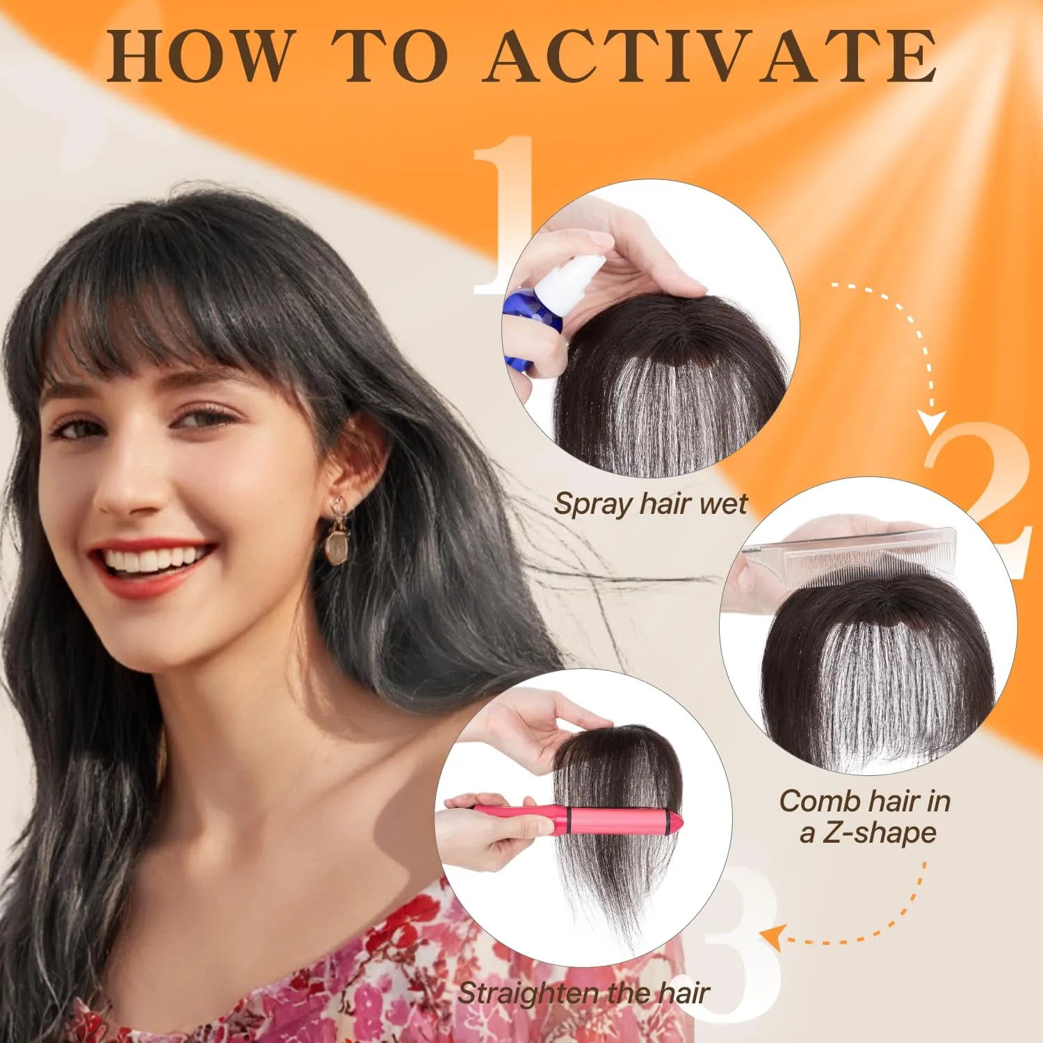 Bangs Hair Clip Human Hair, 100% Remy Human Hair, No Tangle & Smooth, 4x6 3D Wispy Bangs, 10g #02 Dark Brown