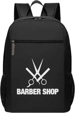 Barber Shop Travel Laptop Backpack, Business Anti Theft Slim Sturdy Laptops Backpacks, College Computer Bag Gift for Men & Women Fits 17 Inch Notebook,Black