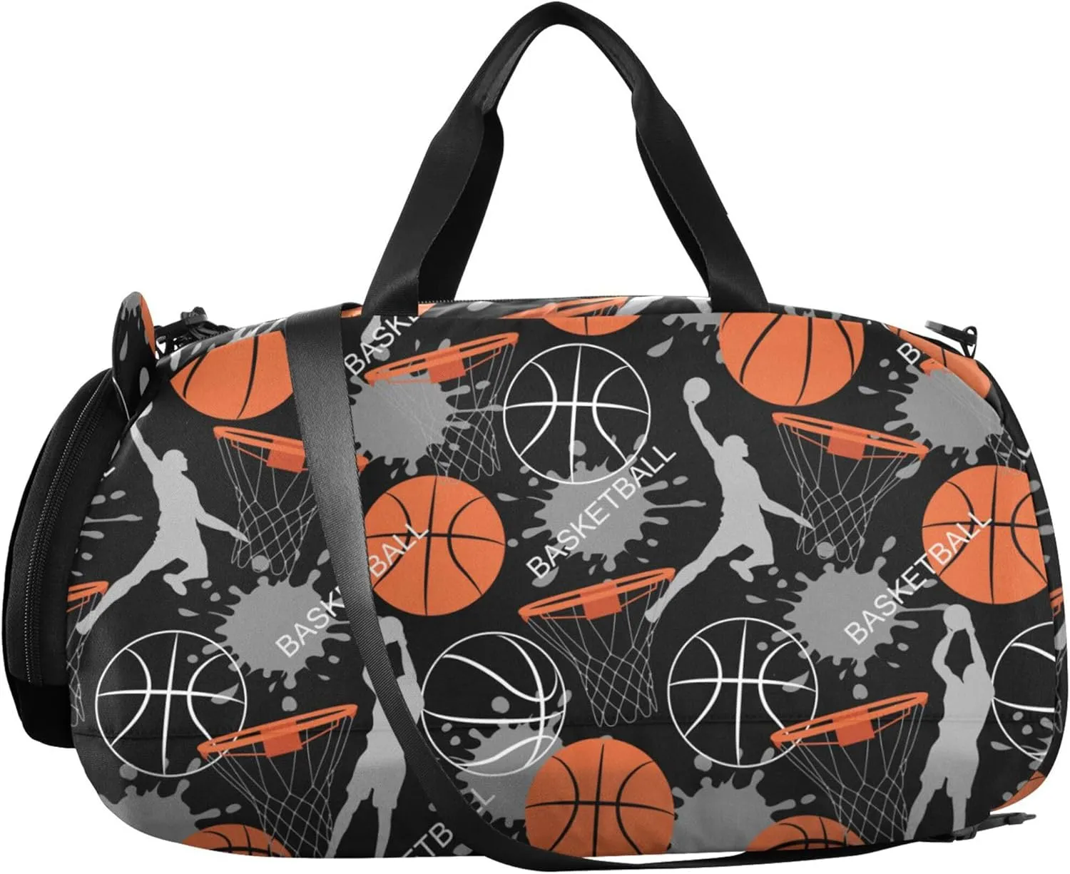 Basketball Game Pattern Small Gym Bag with Shoes Compartment Multifunctional Weekend Travel Bag for School Practice, Sports, Travel