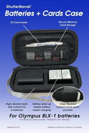 Batteries   Cards Case Compatible with Olympus BLX-1 Batteries (Grey)